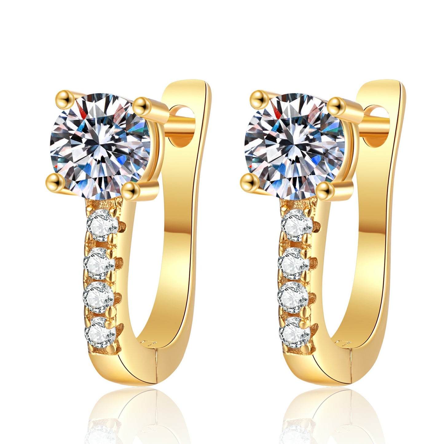 Moissanite s925 sterling silver earrings, classic U-shaped  style, versatile Moissanite stud earrings
